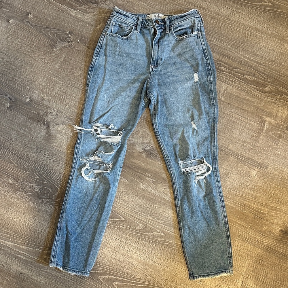 Hollister High Rise Distressed Light Blue Jeans